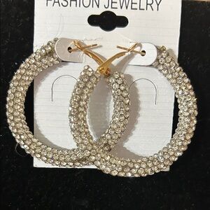 Fashion Jewelry Sparkling Silver Hoop Earrings